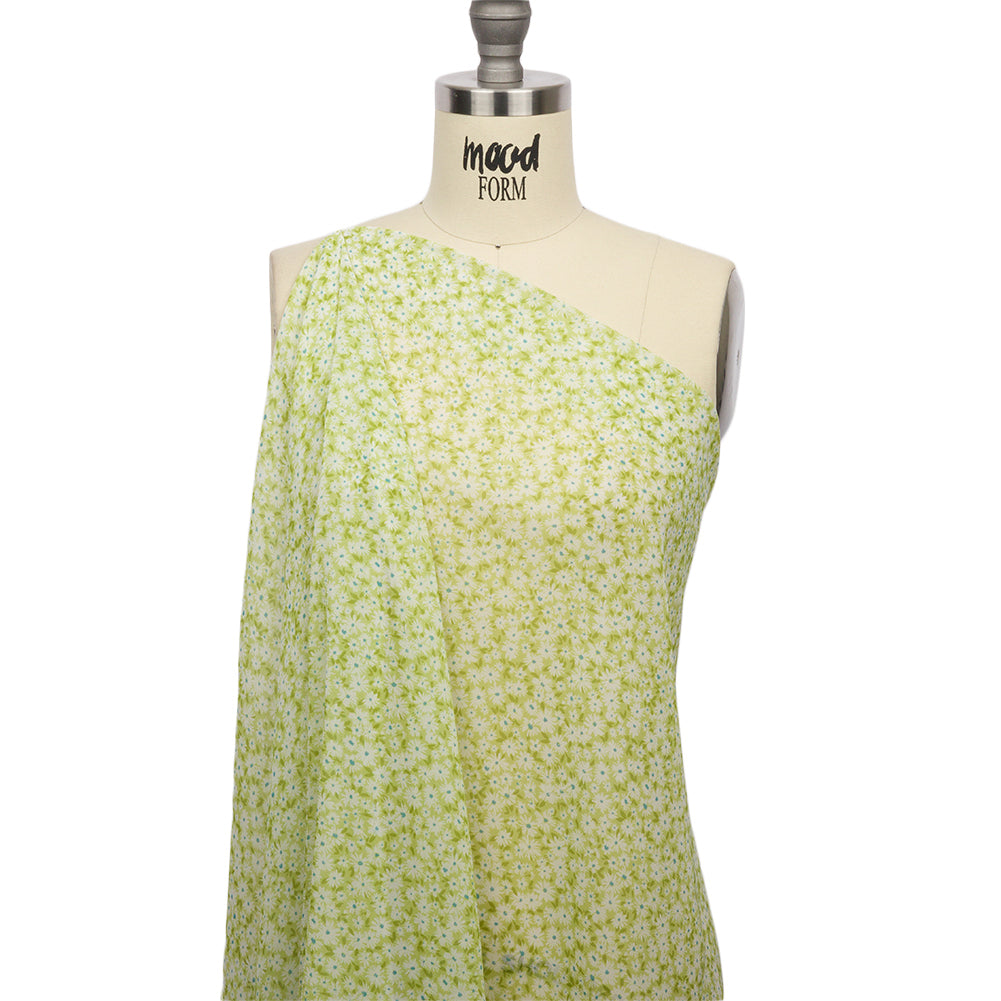 Viscose Georgette - Lime Green and White Floral - Sunday in the Park Print - Mood Exclusive Secret Garden Collection Viscose Georgette - Lime Green and White Floral - Sunday in the Park Print - Mood Exclusive Secret Garden Collection