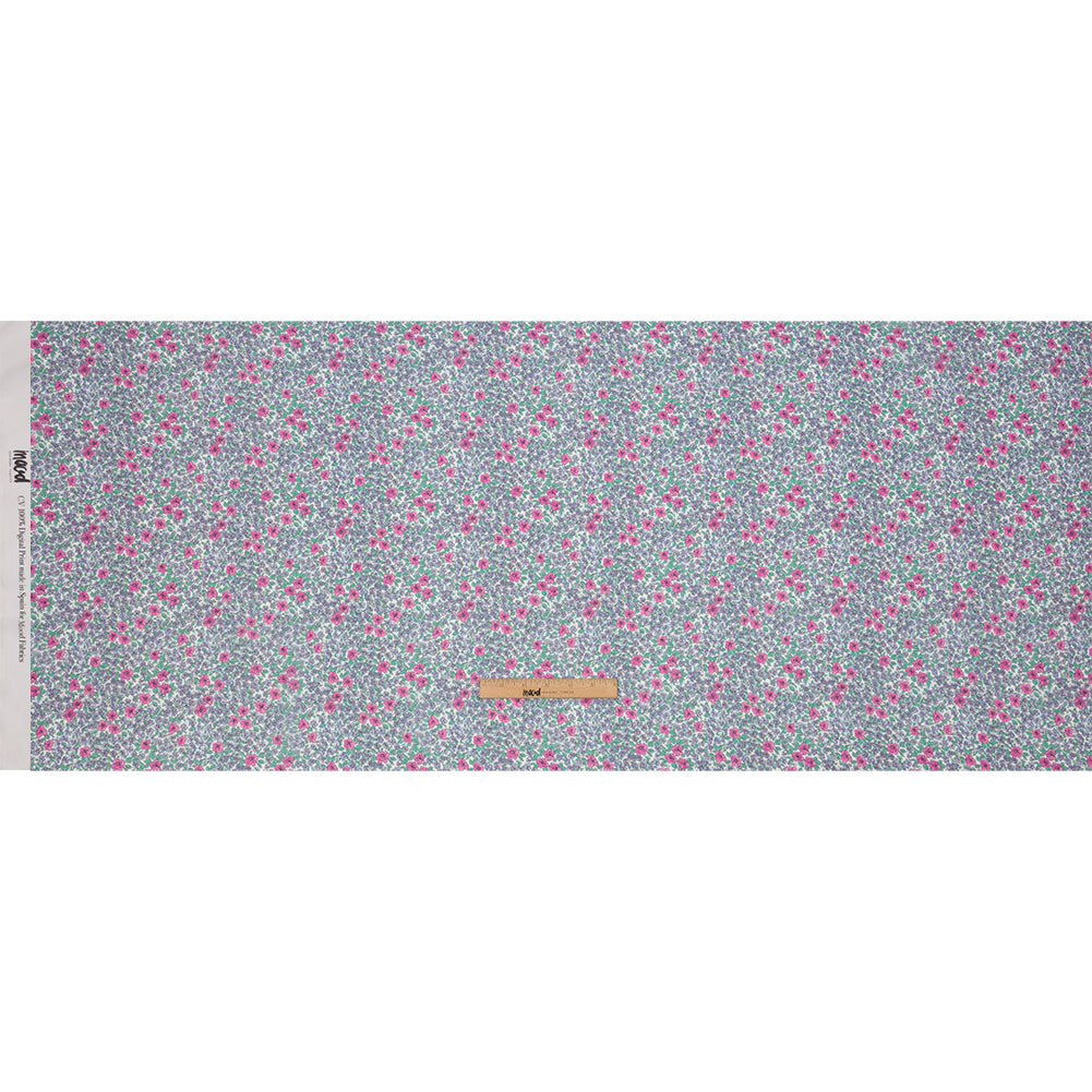 Viscose Georgette - Blue and Pink Floral - Springtime Saunter Print - Mood Exclusive Secret Garden Collection Viscose Georgette - Blue and Pink Floral - Springtime Saunter Print - Mood Exclusive Secret Garden Collection