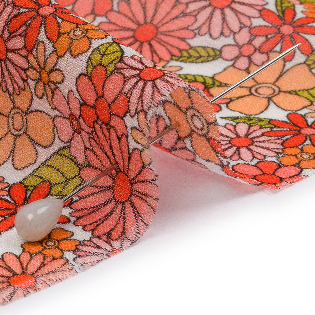 Viscose Georgette - Orange Floral - Strawberry Fields Print - Mood Exclusive Secret Garden Collection - Detail Viscose Georgette - Orange Floral - Strawberry Fields Print - Mood Exclusive Secret Garden Collection - Detail