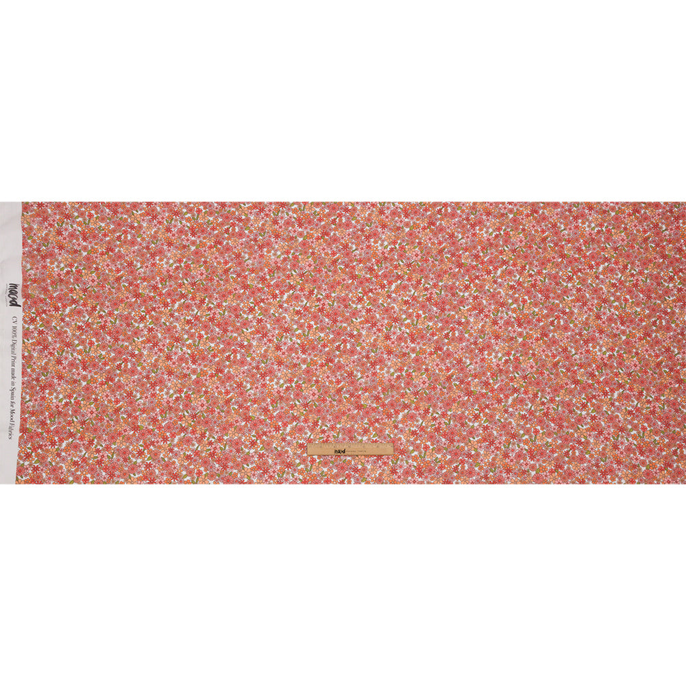 Viscose Georgette - Orange Floral - Strawberry Fields Print - Mood Exclusive Secret Garden Collection - Full Viscose Georgette - Orange Floral - Strawberry Fields Print - Mood Exclusive Secret Garden Collection - Full