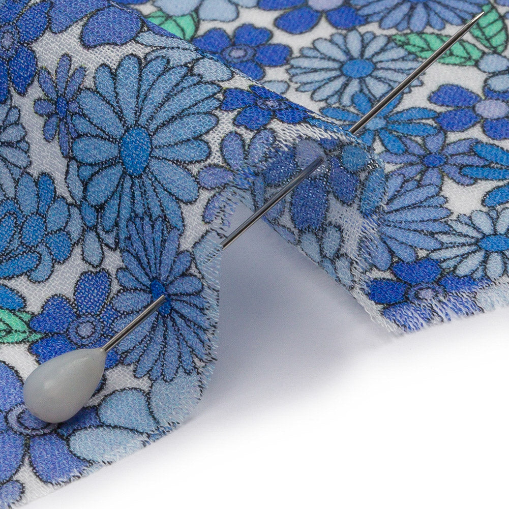 Viscose Georgette - Blue Floral - Strawberry Fields Print - Mood Exclusive Secret Garden Collection Viscose Georgette - Blue Floral - Strawberry Fields Print - Mood Exclusive Secret Garden Collection