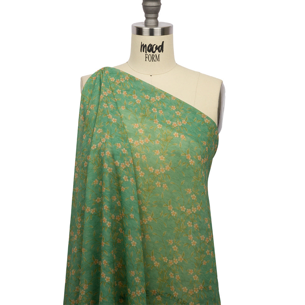 Viscose Georgette - Green and Cream Floral - Flora's Crown Print - Mood Exclusive Secret Garden Collection Viscose Georgette - Green and Cream Floral - Flora's Crown Print - Mood Exclusive Secret Garden Collection