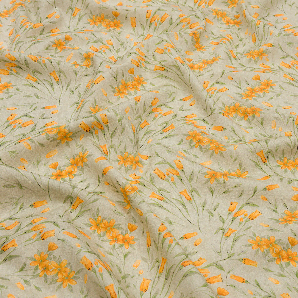 Cotton Poplin - Sage and Orange Floral - Dance with the Daffodils Print - Mood Exclusive Secret Garden Collection Cotton Poplin - Sage and Orange Floral - Dance with the Daffodils Print - Mood Exclusive Secret Garden Collection