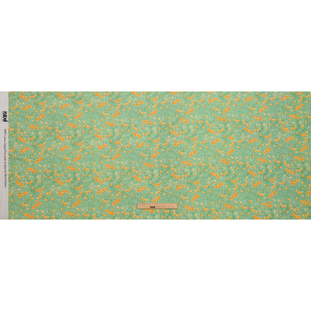 Cotton Poplin - Teal and Orange Floral - Dance with the Daffodils Print - Mood Exclusive Secret Garden Collection Cotton Poplin - Teal and Orange Floral - Dance with the Daffodils Print - Mood Exclusive Secret Garden Collection