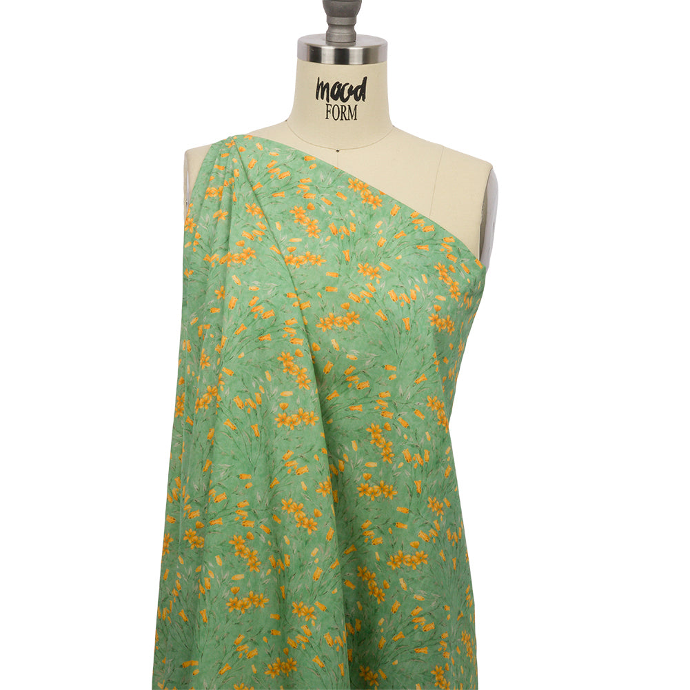 Cotton Poplin - Teal and Orange Floral - Dance with the Daffodils Print - Mood Exclusive Secret Garden Collection Cotton Poplin - Teal and Orange Floral - Dance with the Daffodils Print - Mood Exclusive Secret Garden Collection