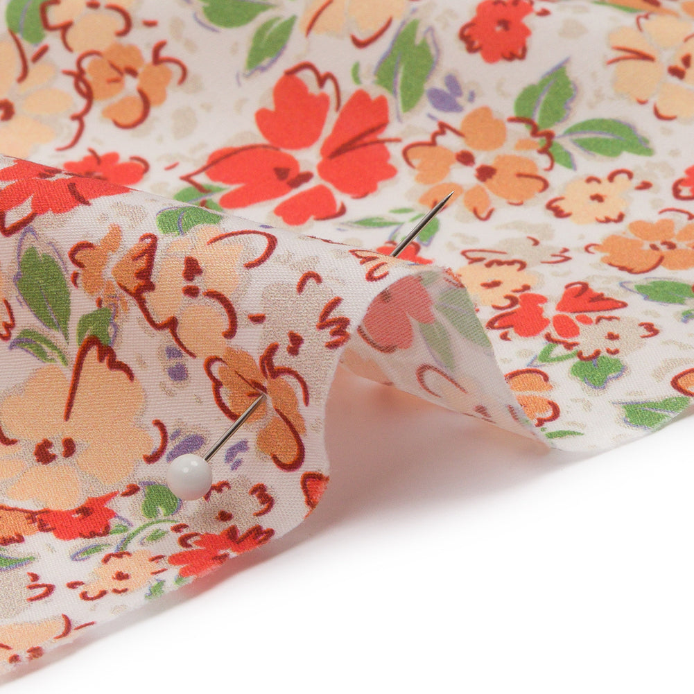 Cotton Poplin - Cream and Peach Floral - Poppy Hypnosis Print - Mood Exclusive Secret Garden Collection Cotton Poplin - Cream and Peach Floral - Poppy Hypnosis Print - Mood Exclusive Secret Garden Collection