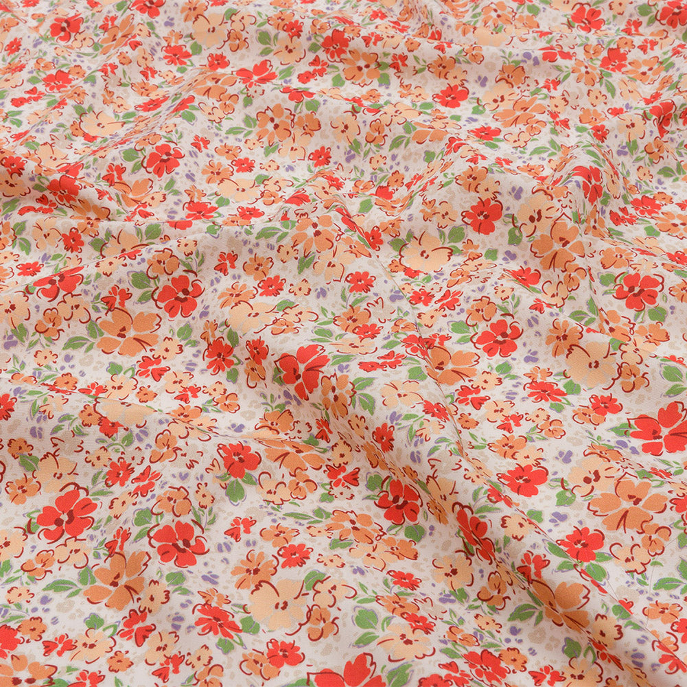 Cotton Poplin - Cream and Peach Floral - Poppy Hypnosis Print - Mood Exclusive Secret Garden Collection Cotton Poplin - Cream and Peach Floral - Poppy Hypnosis Print - Mood Exclusive Secret Garden Collection