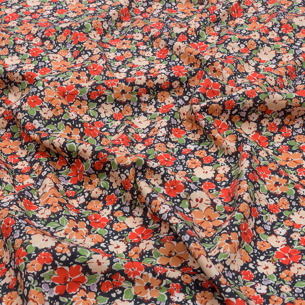 Cotton Poplin - Black and Peach Floral - Poppy Hypnosis Print - Mood Exclusive Secret Garden Collection Cotton Poplin - Black and Peach Floral - Poppy Hypnosis Print - Mood Exclusive Secret Garden Collection