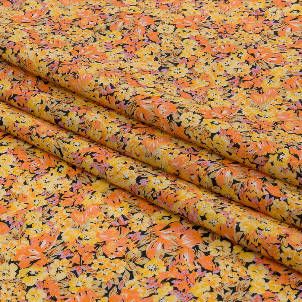 Cotton Poplin - Yellow and Orange Floral - Titania's Dream Print - Mood Exclusive Secret Garden Collection - Folded Cotton Poplin - Yellow and Orange Floral - Titania's Dream Print - Mood Exclusive Secret Garden Collection - Folded