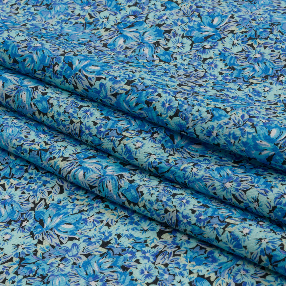 Cotton Poplin - Blue Floral - Titania's Dream Print - Mood Exclusive Secret Garden Collection Cotton Poplin - Blue Floral - Titania's Dream Print - Mood Exclusive Secret Garden Collection