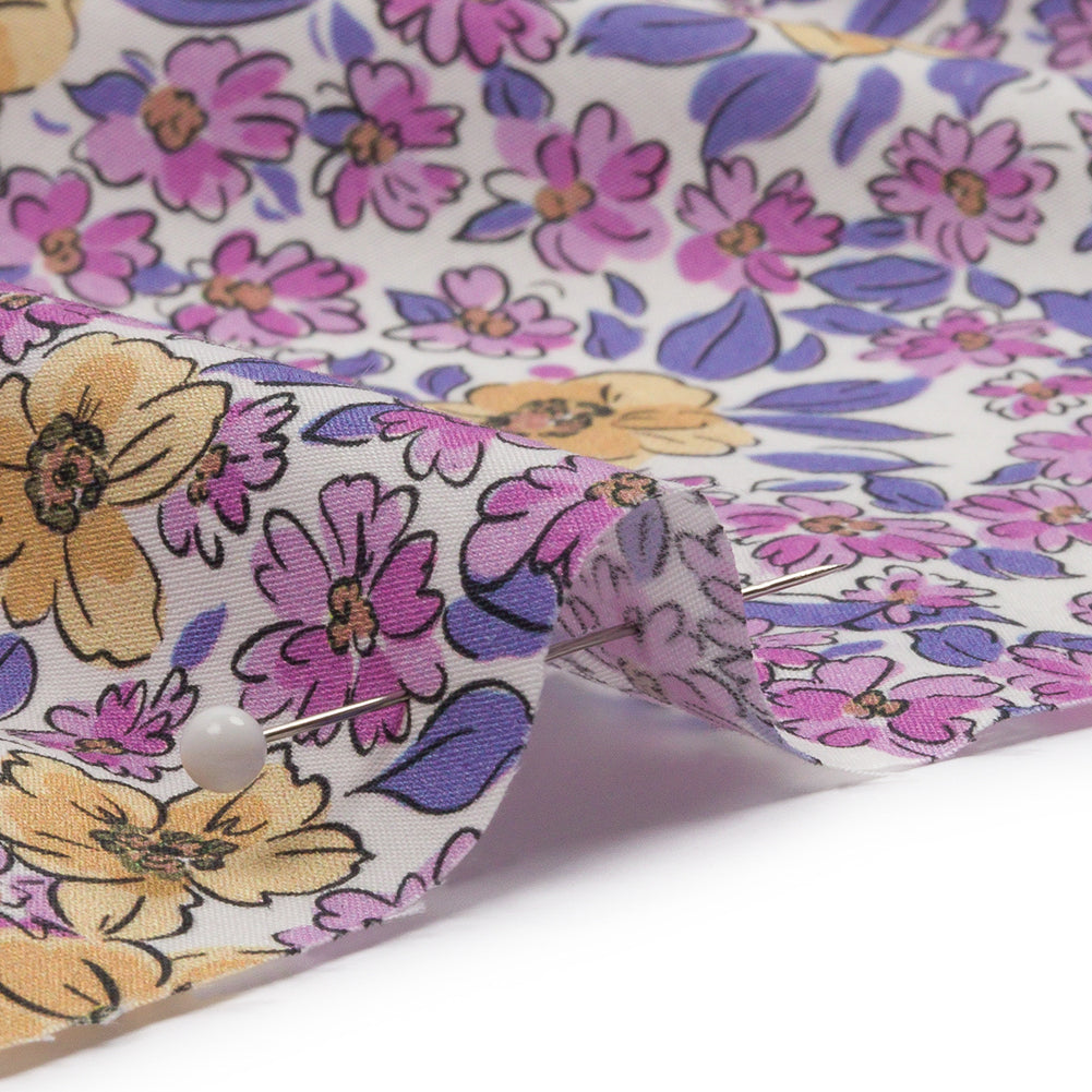 Cotton Poplin - Bigger Pink and Yellow Floral - Springtime Saunter Print - Mood Exclusive Secret Garden Collection Cotton Poplin - Bigger Pink and Yellow Floral - Springtime Saunter Print - Mood Exclusive Secret Garden Collection