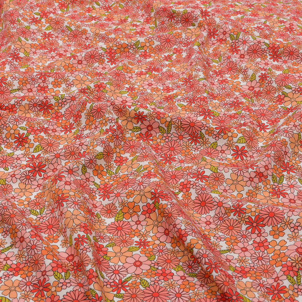 Cotton Poplin - Orange Floral - Strawberry Fields Print - Mood Exclusive Secret Garden Collection Cotton Poplin - Orange Floral - Strawberry Fields Print - Mood Exclusive Secret Garden Collection