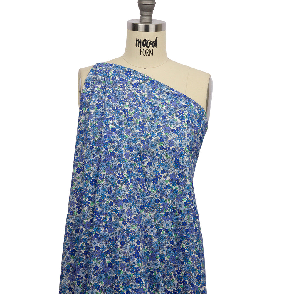 Cotton Poplin - Blue Floral - Strawberry Fields Print - Mood Exclusive Secret Garden Collection Cotton Poplin - Blue Floral - Strawberry Fields Print - Mood Exclusive Secret Garden Collection