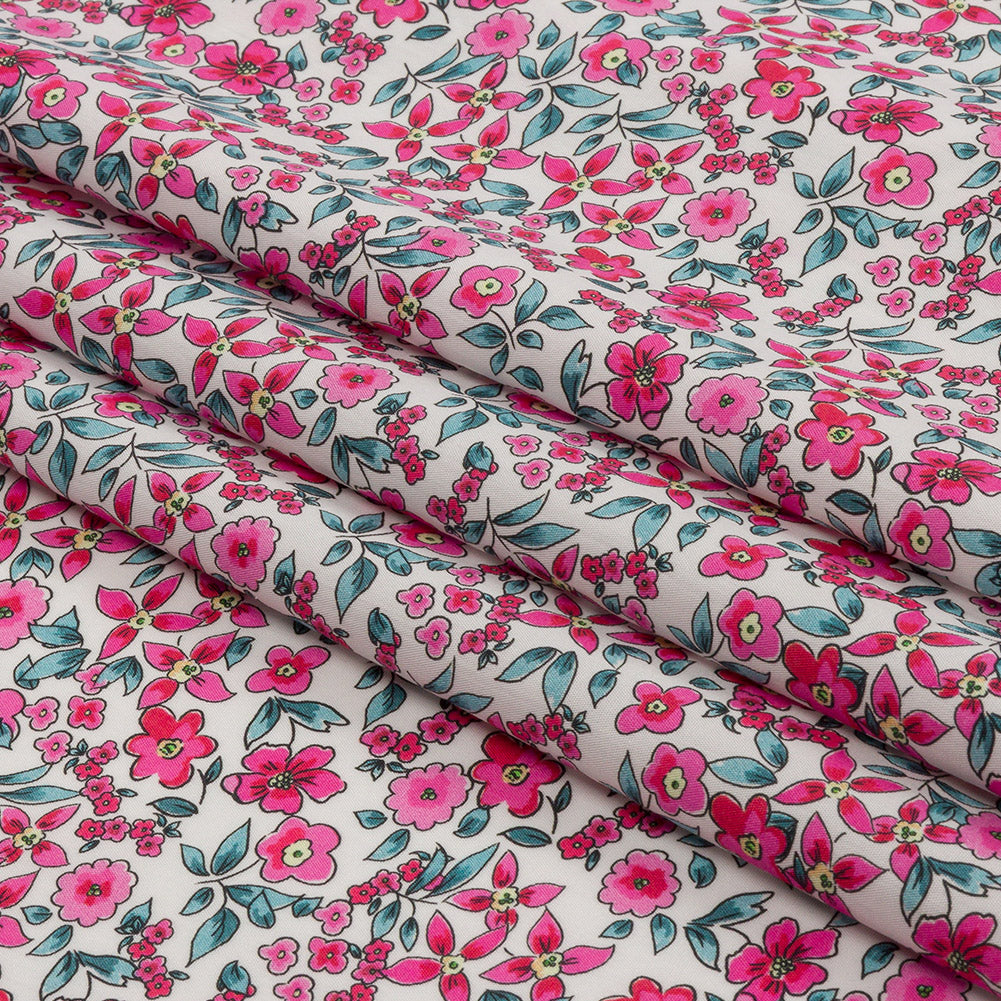 Cotton Poplin - Pink Floral - Botanical Stroll Print - Mood Exclusive Secret Garden Collection - Folded Cotton Poplin - Pink Floral - Botanical Stroll Print - Mood Exclusive Secret Garden Collection - Folded
