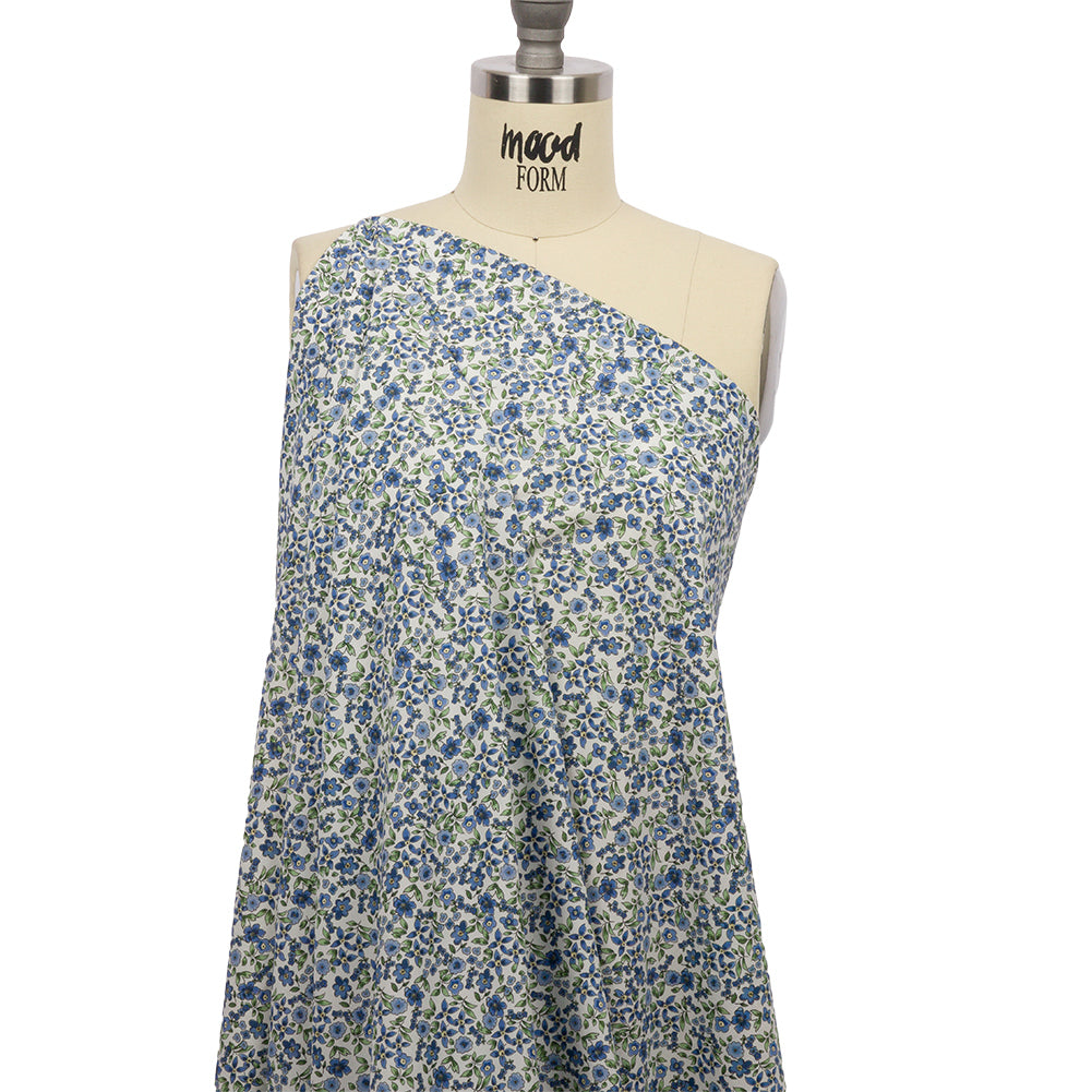 Cotton Poplin - Blue Floral - Botanical Stroll Print - Mood Exclusive Secret Garden Collection - Drape Cotton Poplin - Blue Floral - Botanical Stroll Print - Mood Exclusive Secret Garden Collection - Drape