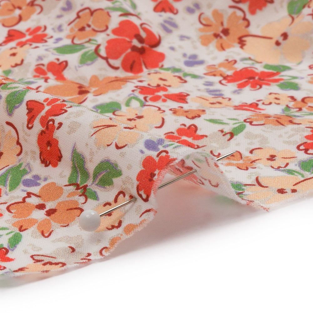 Cotton Voile - Cream and Peach Floral - Poppy Hypnosis Print - Mood Exclusive Secret Garden Collection Cotton Voile - Cream and Peach Floral - Poppy Hypnosis Print - Mood Exclusive Secret Garden Collection