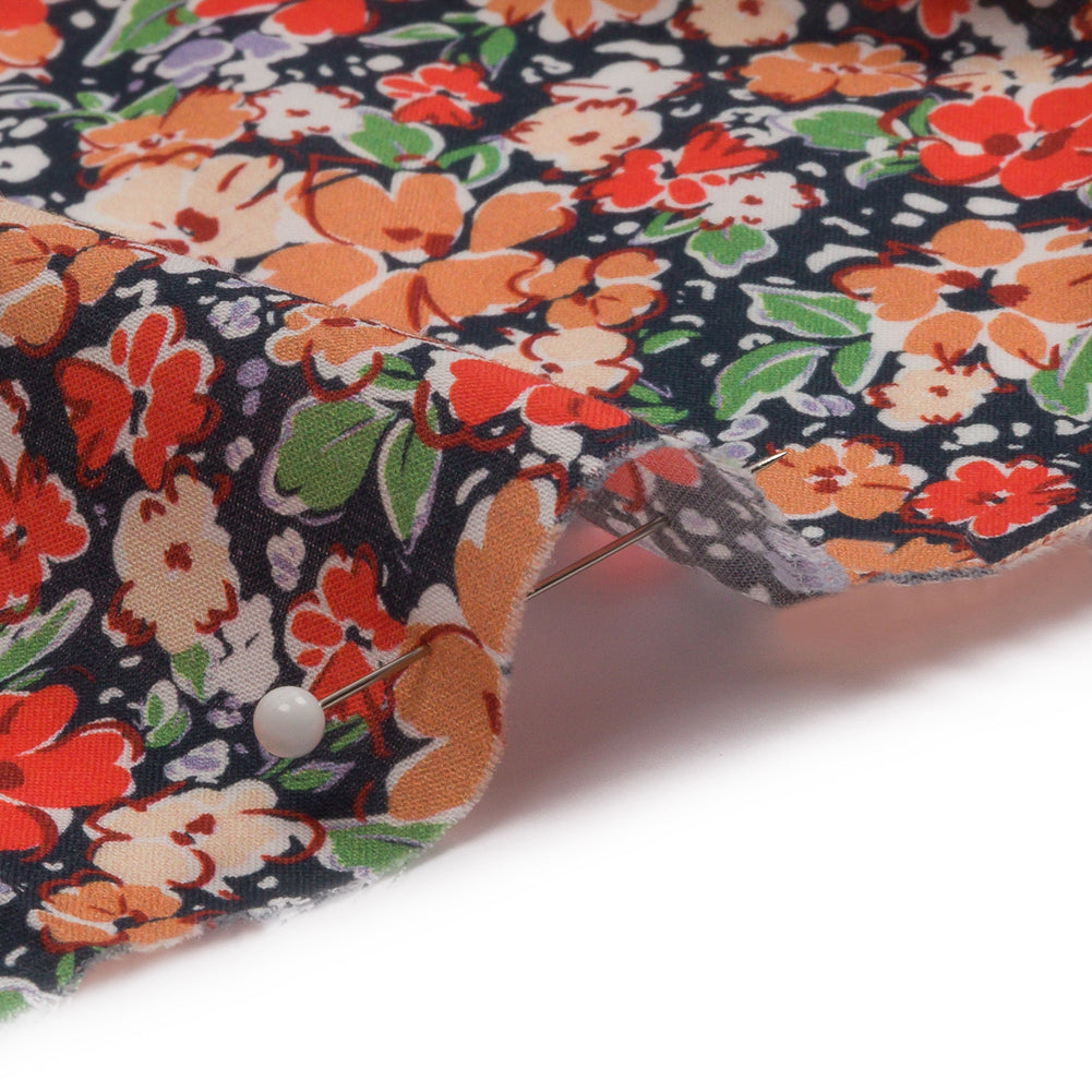 Cotton Voile - Black and Peach Floral - Poppy Hypnosis Print - Mood Exclusive Secret Garden Collection Cotton Voile - Black and Peach Floral - Poppy Hypnosis Print - Mood Exclusive Secret Garden Collection