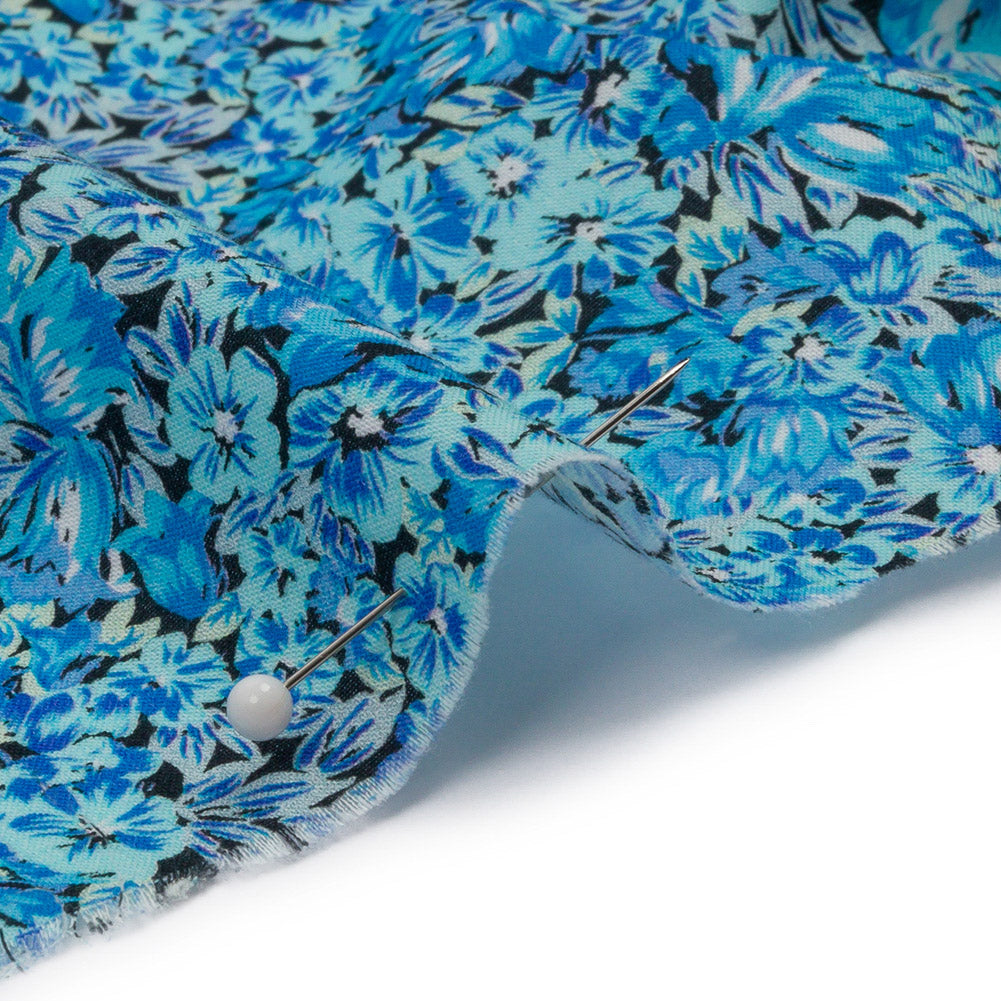 Cotton Voile - Blue Floral - Titania's Dream Print - Mood Exclusive Secret Garden Collection Cotton Voile - Blue Floral - Titania's Dream Print - Mood Exclusive Secret Garden Collection