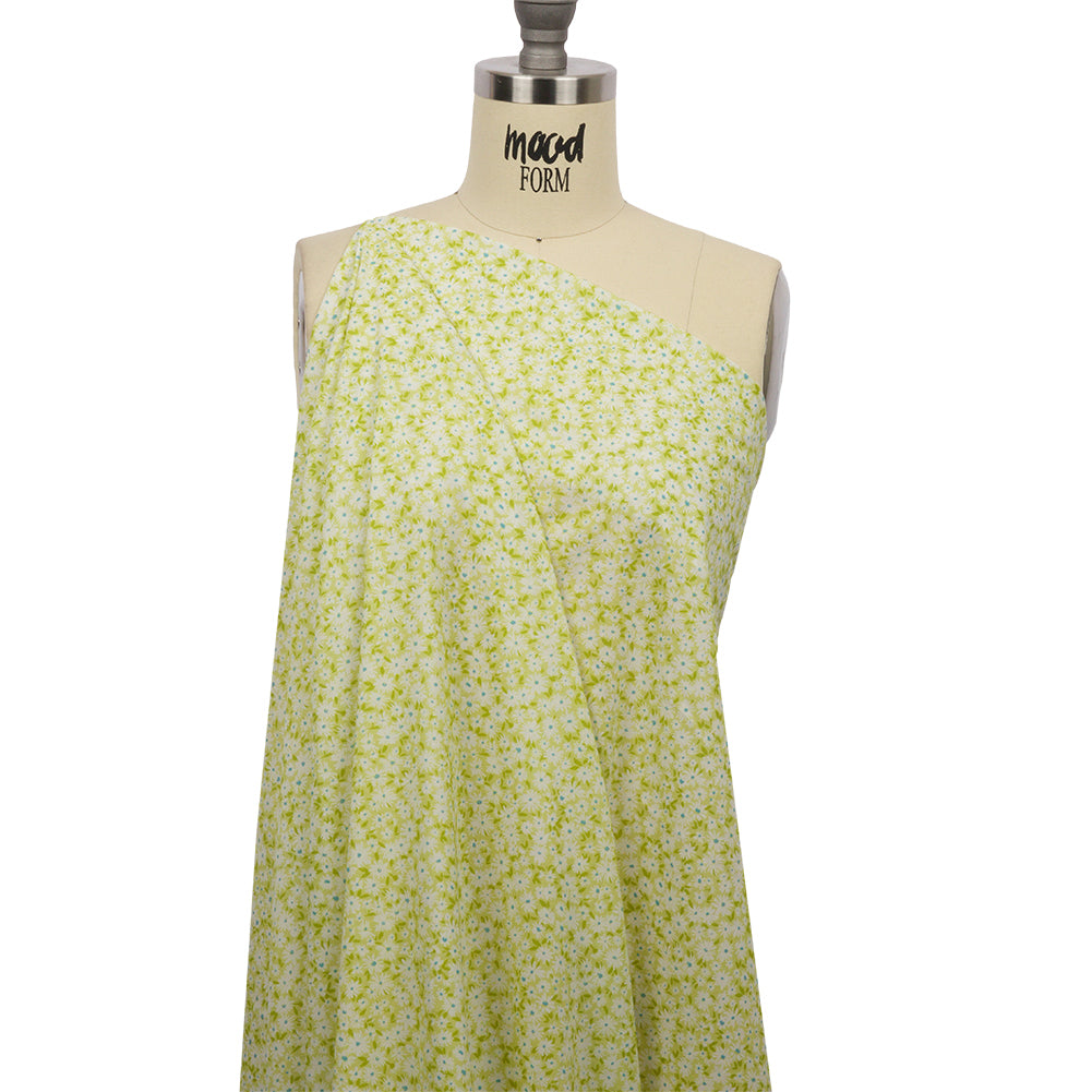 Cotton Voile - Lime Green and White Floral - Sunday in the Park Print - Mood Exclusive Secret Garden Collection Cotton Voile - Lime Green and White Floral - Sunday in the Park Print - Mood Exclusive Secret Garden Collection