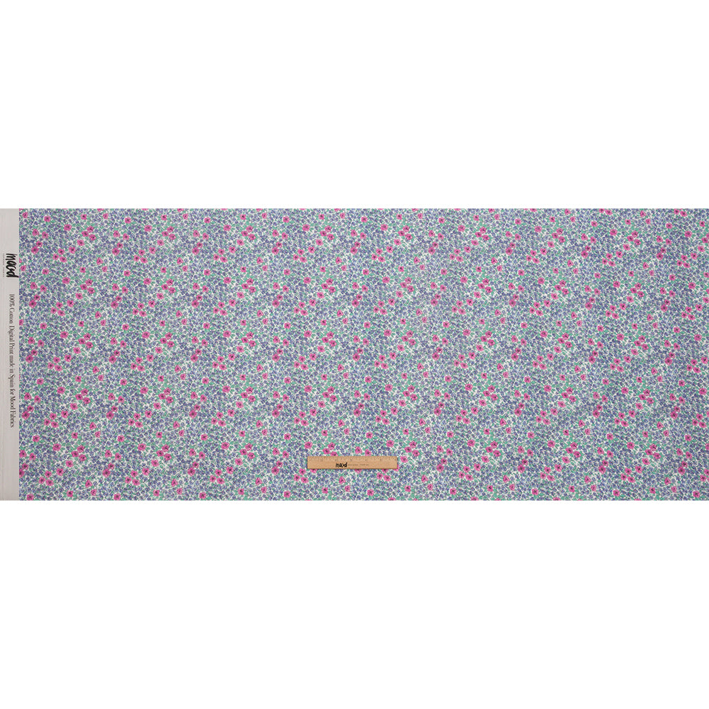 Cotton Voile - Blue and Pink Floral - Springtime Saunter Print - Mood Exclusive Secret Garden Collection Cotton Voile - Blue and Pink Floral - Springtime Saunter Print - Mood Exclusive Secret Garden Collection