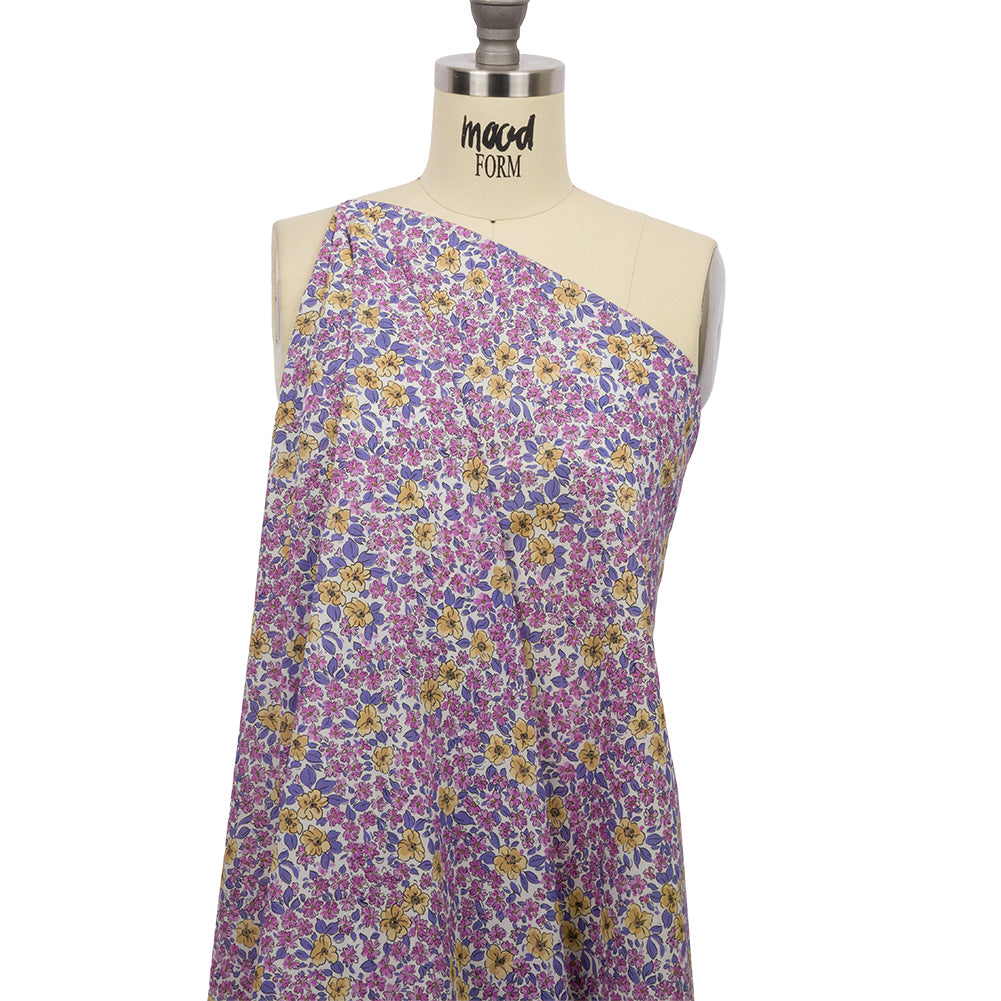 Cotton Voile - Bigger Pink and Yellow Floral - Springtime Saunter Print - Mood Exclusive Secret Garden Collection - Drape Cotton Voile - Bigger Pink and Yellow Floral - Springtime Saunter Print - Mood Exclusive Secret Garden Collection - Drape