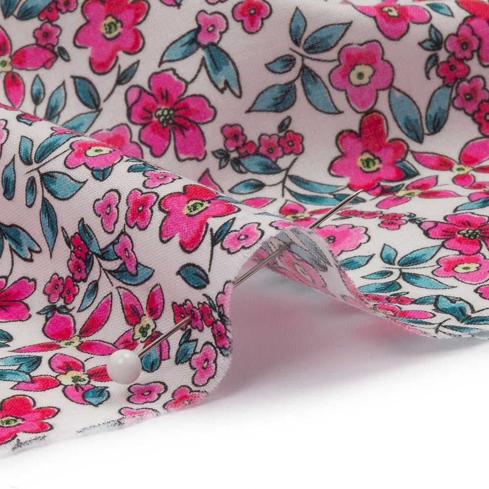Cotton Voile - Pink Floral - Botanical Stroll Print - Mood Exclusive Secret Garden Collection - Detail Cotton Voile - Pink Floral - Botanical Stroll Print - Mood Exclusive Secret Garden Collection - Detail