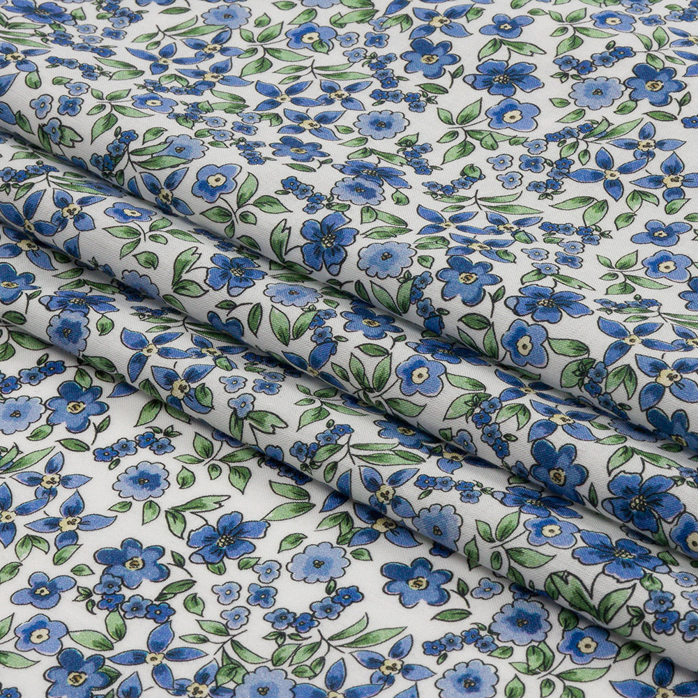 Cotton Voile - Blue Floral - Botanical Stroll Print - Mood Exclusive Secret Garden Collection Cotton Voile - Blue Floral - Botanical Stroll Print - Mood Exclusive Secret Garden Collection