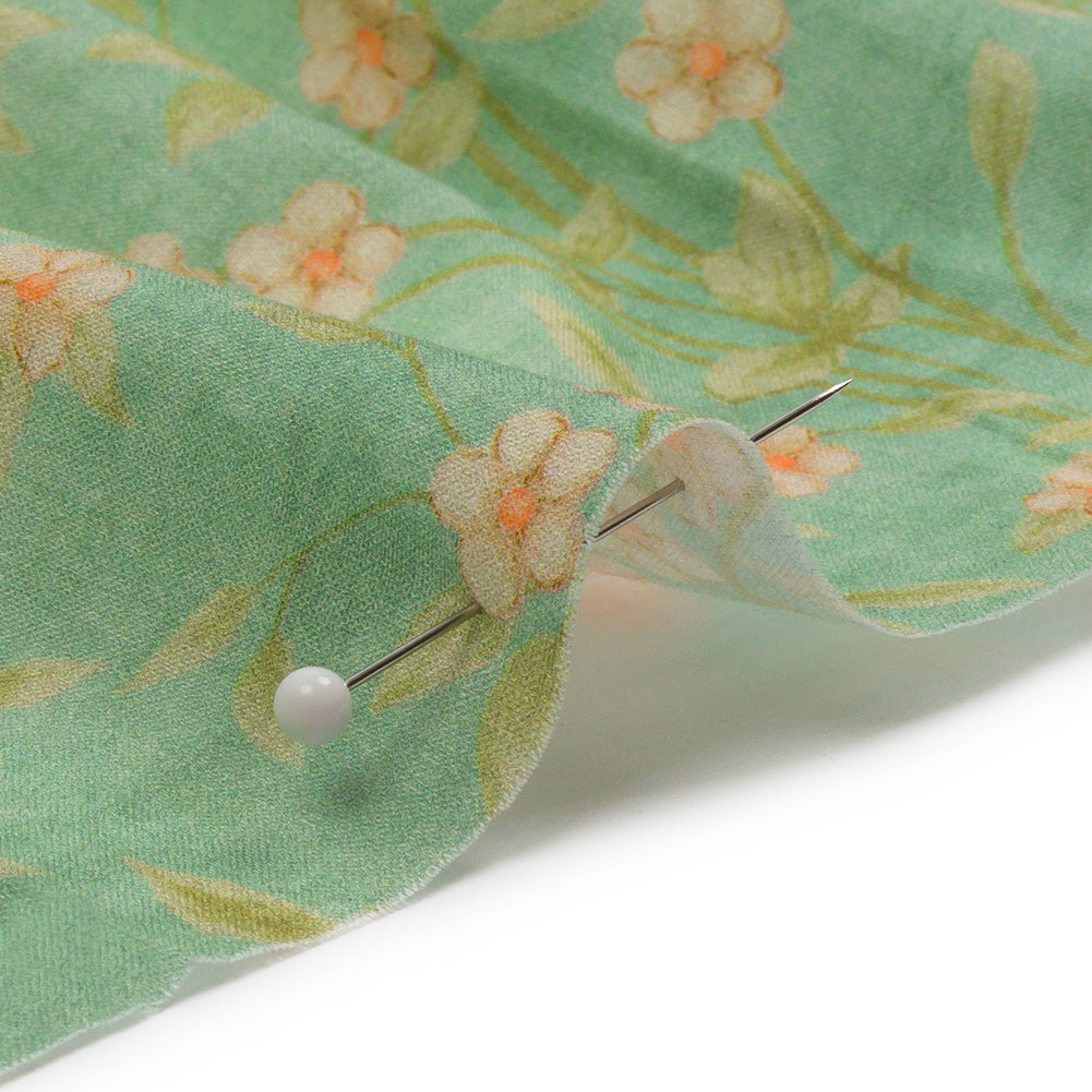 Cotton Voile - Green and Cream Floral - Flora's Crown Print - Mood Exclusive Secret Garden Collection Cotton Voile - Green and Cream Floral - Flora's Crown Print - Mood Exclusive Secret Garden Collection