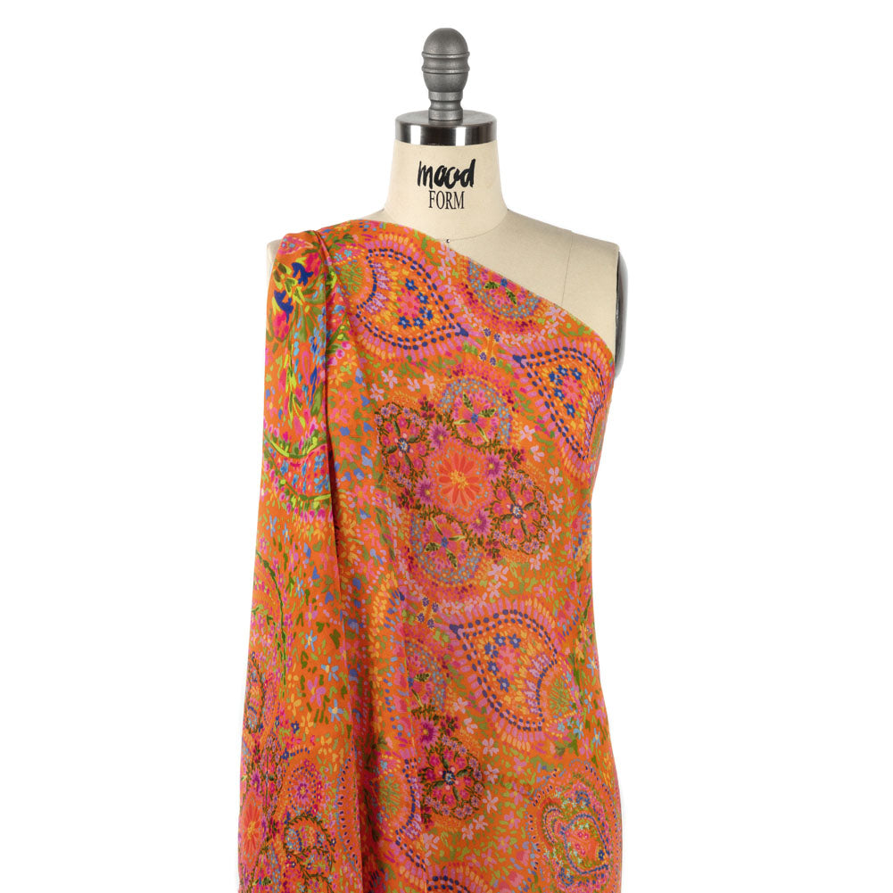 Viscose Georgette - Orange Paisley - Amsterdam Market Print - Mood Exclusive Gisele Collection - Drape Viscose Georgette - Orange Paisley - Amsterdam Market Print - Mood Exclusive Gisele Collection - Drape