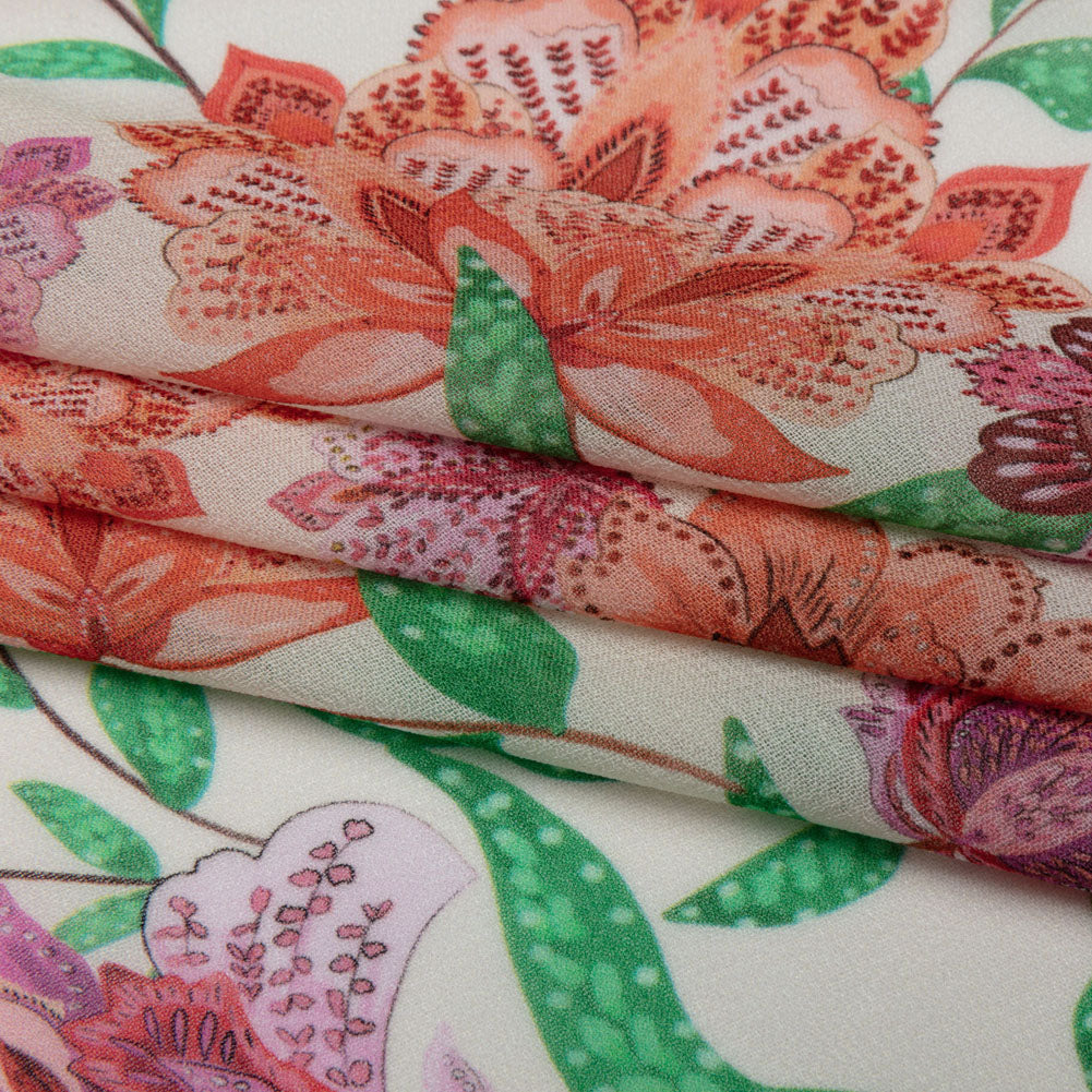Viscose Georgette - Pink and Orange Floral - Lennox Estate Print - Mood Exclusive Gisele Collection Viscose Georgette - Pink and Orange Floral - Lennox Estate Print - Mood Exclusive Gisele Collection