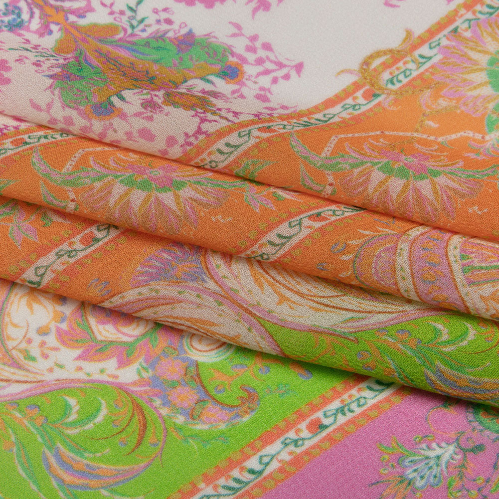 Viscose Georgette Panel - Paisley Stripes and Squares - Cypress Daydreams Print - Mood Exclusive Gisele Collection - Folded Viscose Georgette Panel - Paisley Stripes and Squares - Cypress Daydreams Print - Mood Exclusive Gisele Collection - Folded