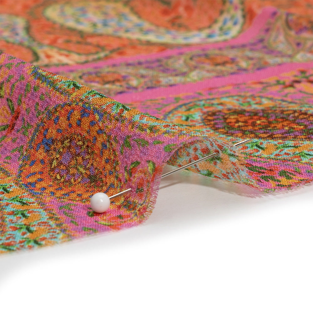 Viscose Georgette Panel - Pink Paisley Squares - Laputa's Groundkeeper Print - Mood Exclusive Gisele Collection Viscose Georgette Panel - Pink Paisley Squares - Laputa's Groundkeeper Print - Mood Exclusive Gisele Collection