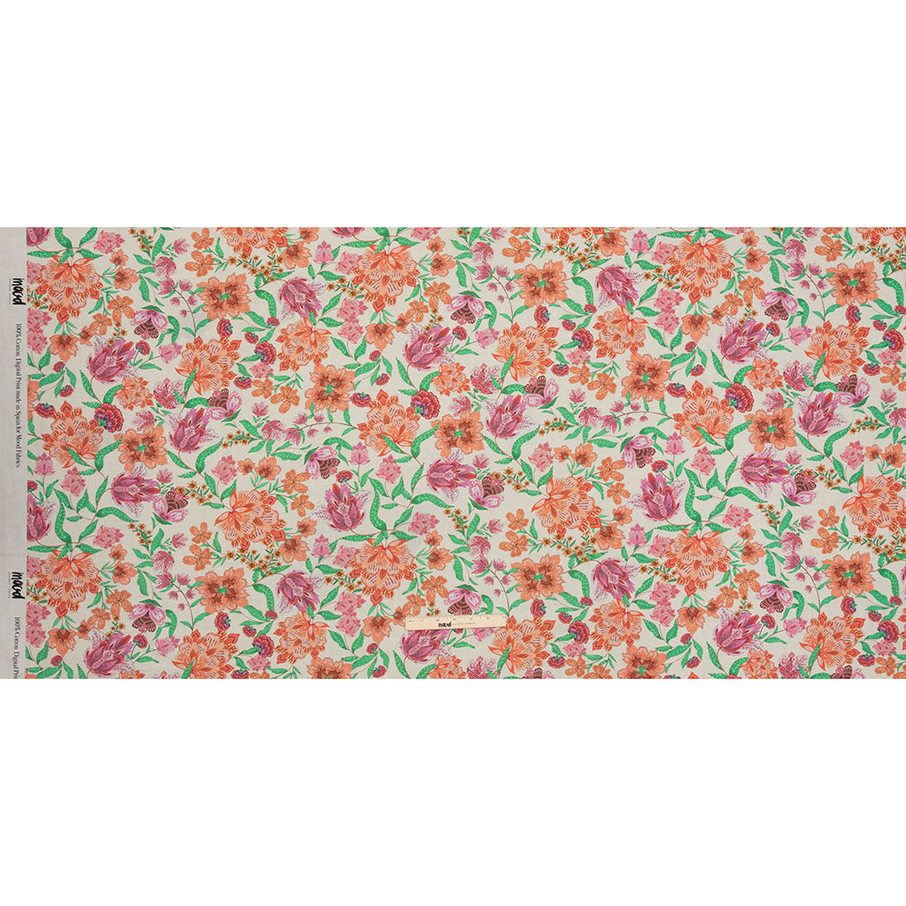 Cotton Voile - Pink and Orange Floral - Lennox Estate Print - Mood Exclusive Gisele Collection Cotton Voile - Pink and Orange Floral - Lennox Estate Print - Mood Exclusive Gisele Collection