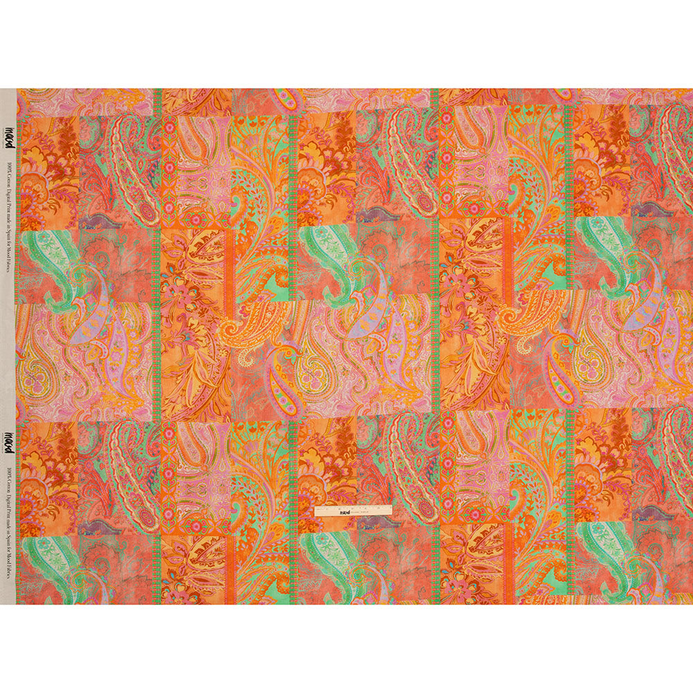 Cotton Voile - Orange Patchwork Paisley - Pastel Patina Print - Mood Exclusive Gisele Collection Cotton Voile - Orange Patchwork Paisley - Pastel Patina Print - Mood Exclusive Gisele Collection