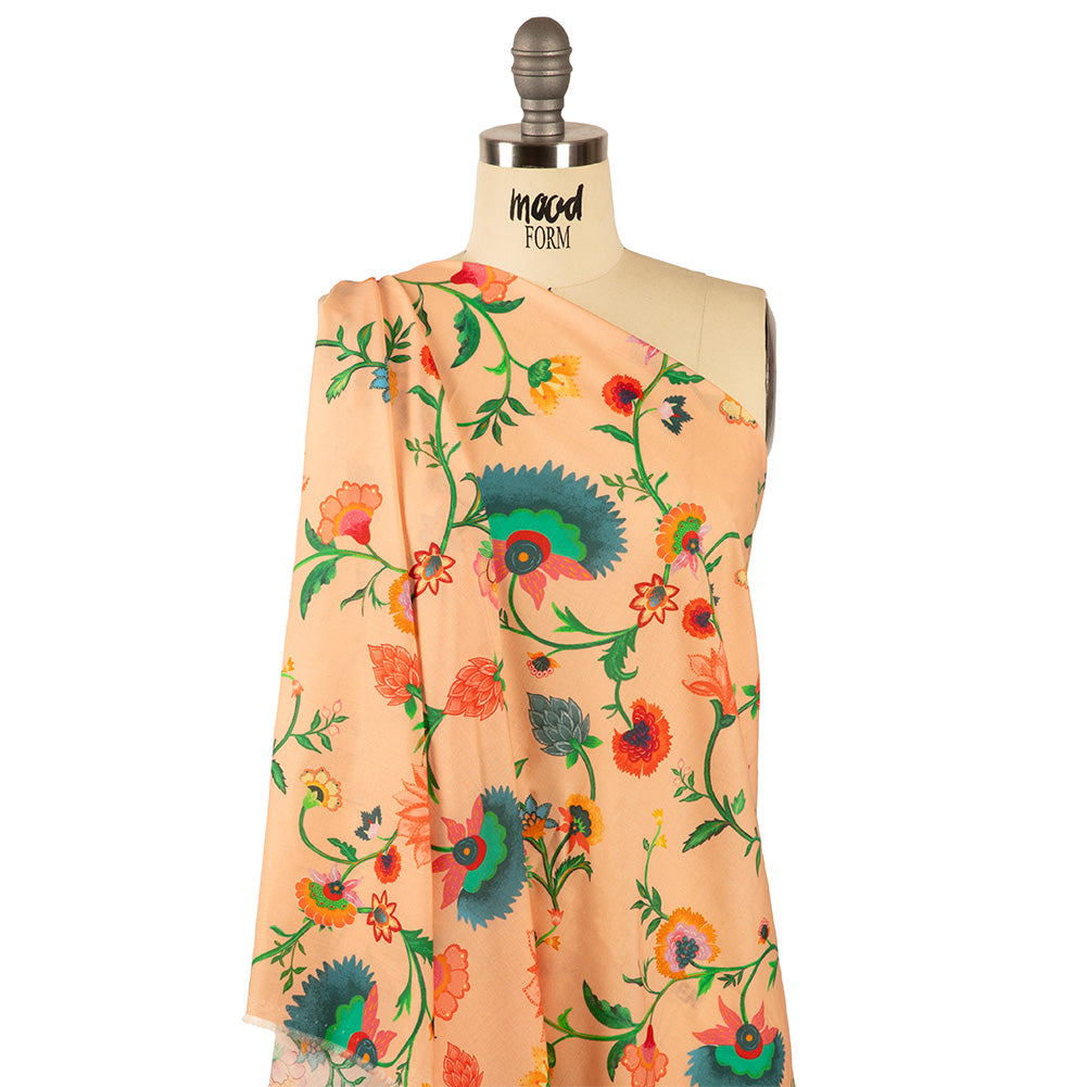 Cotton Voile - Peach Floral Vines - Sherbert Shandy Print - Mood Exclusive Gisele Collection Cotton Voile - Peach Floral Vines - Sherbert Shandy Print - Mood Exclusive Gisele Collection