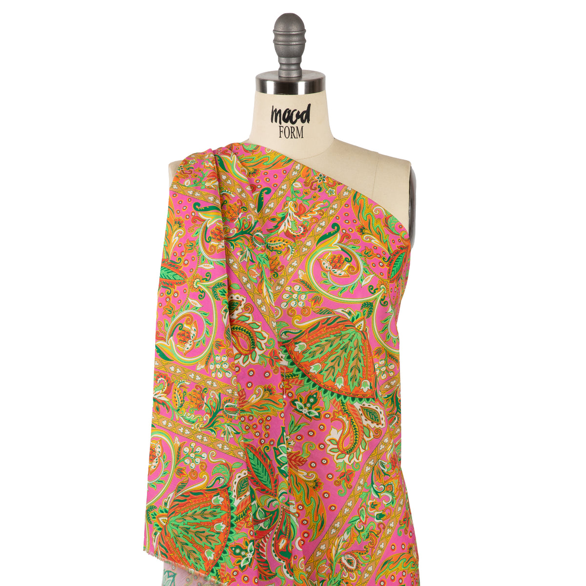 Cotton Voile - Pink Floral Paisley Stripes - Locust Lily Print - Mood Exclusive Gisele Collection - Drape Cotton Voile - Pink Floral Paisley Stripes - Locust Lily Print - Mood Exclusive Gisele Collection - Drape