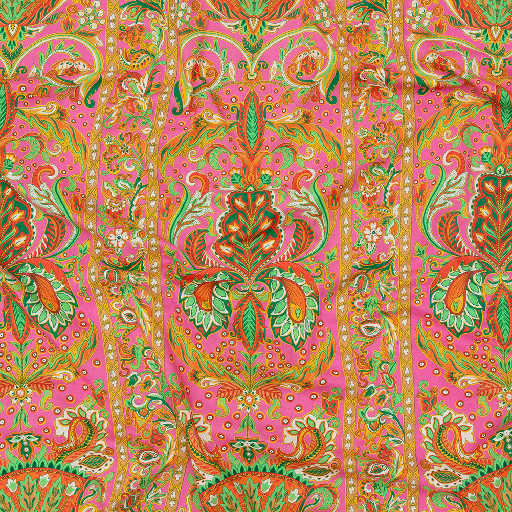 Cotton Voile - Pink Floral Paisley Stripes - Locust Lily Print - Mood Exclusive Gisele Collection Cotton Voile - Pink Floral Paisley Stripes - Locust Lily Print - Mood Exclusive Gisele Collection