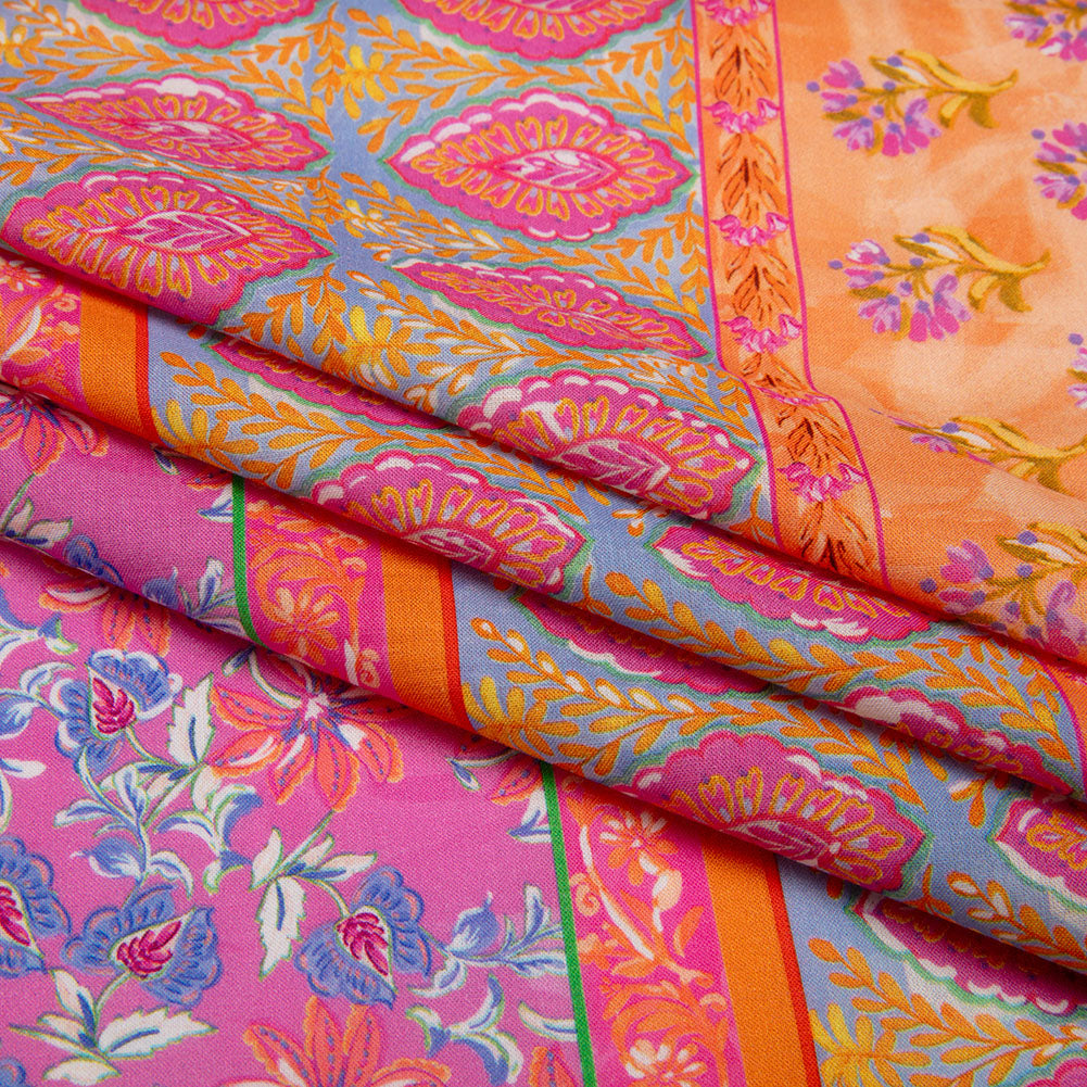 Cotton Voile - Pink and Orange Floral Stripes - Darling Clementine Print - Mood Exclusive Gisele Collection - Folded Cotton Voile - Pink and Orange Floral Stripes - Darling Clementine Print - Mood Exclusive Gisele Collection - Folded
