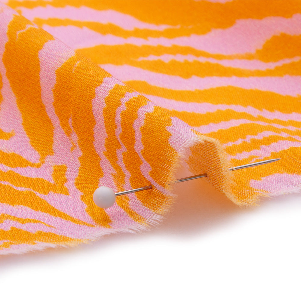 Cotton Voile - Pink and Orange Animal Stripes - Saffron River Print - Mood Exclusive Gisele Collection - Detail Cotton Voile - Pink and Orange Animal Stripes - Saffron River Print - Mood Exclusive Gisele Collection - Detail
