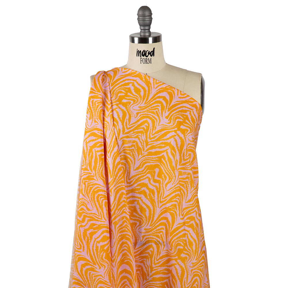 Cotton Voile - Pink and Orange Animal Stripes - Saffron River Print - Mood Exclusive Gisele Collection - Drape Cotton Voile - Pink and Orange Animal Stripes - Saffron River Print - Mood Exclusive Gisele Collection - Drape