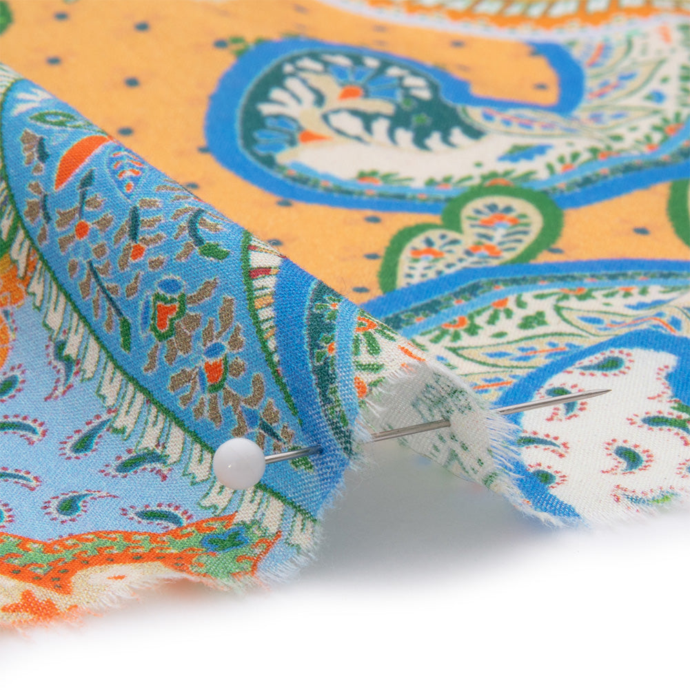 Cotton Voile - Green and Orange Paisley - Dragonfly Inn Print - Mood Exclusive Gisele Collection - Detail Cotton Voile - Green and Orange Paisley - Dragonfly Inn Print - Mood Exclusive Gisele Collection - Detail