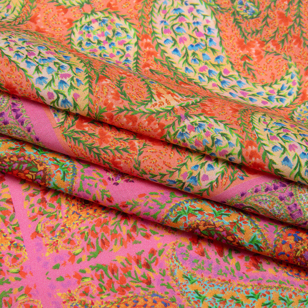 Cotton Voile Panel - Pink Paisley Squares - Laputa's Groundkeeper Print - Mood Exclusive Gisele Collection Cotton Voile Panel - Pink Paisley Squares - Laputa's Groundkeeper Print - Mood Exclusive Gisele Collection