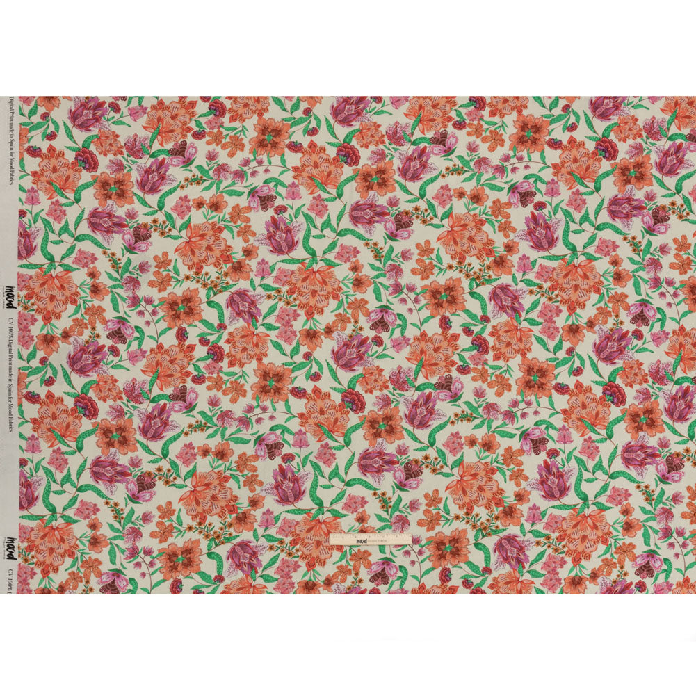 Sustainable Viscose Crepe - Pink and Orange Floral - Lennox Estate Print - Mood Exclusive Gisele Collection Sustainable Viscose Crepe - Pink and Orange Floral - Lennox Estate Print - Mood Exclusive Gisele Collection