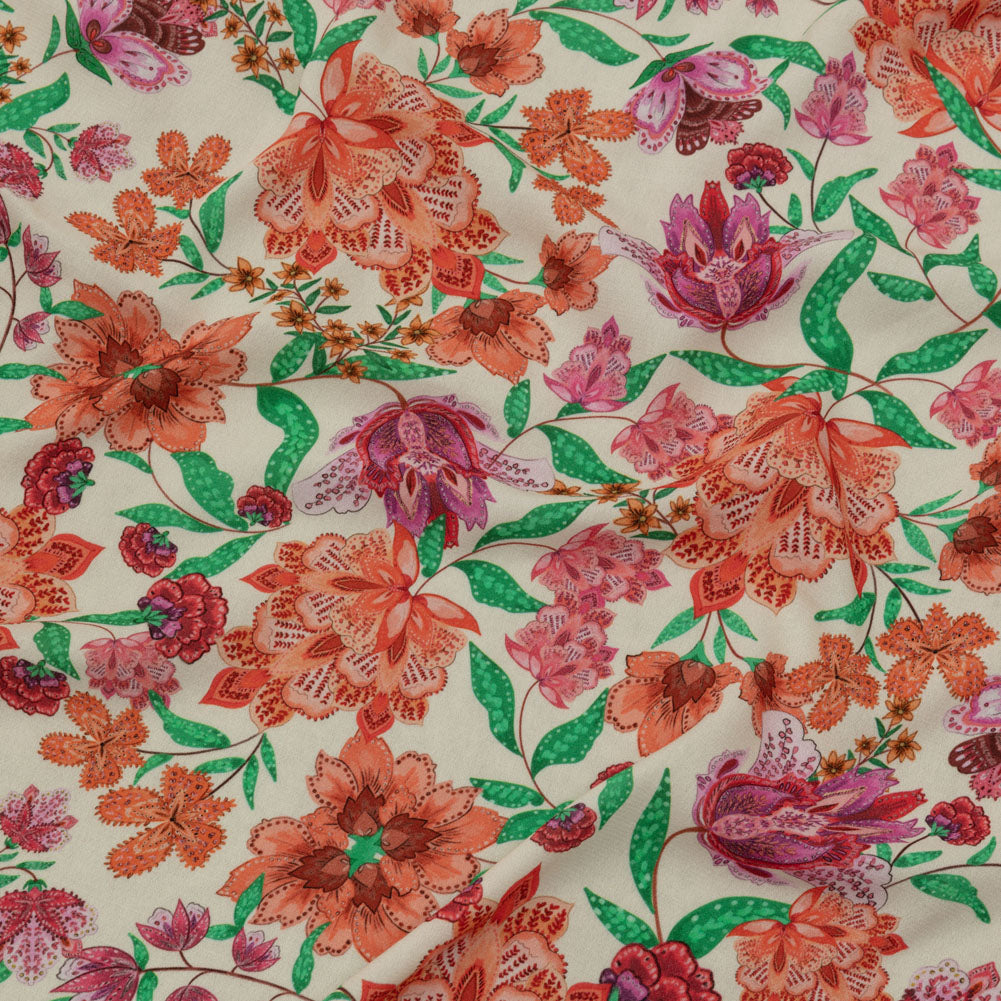 Sustainable Viscose Crepe - Pink and Orange Floral - Lennox Estate Print - Mood Exclusive Gisele Collection Sustainable Viscose Crepe - Pink and Orange Floral - Lennox Estate Print - Mood Exclusive Gisele Collection