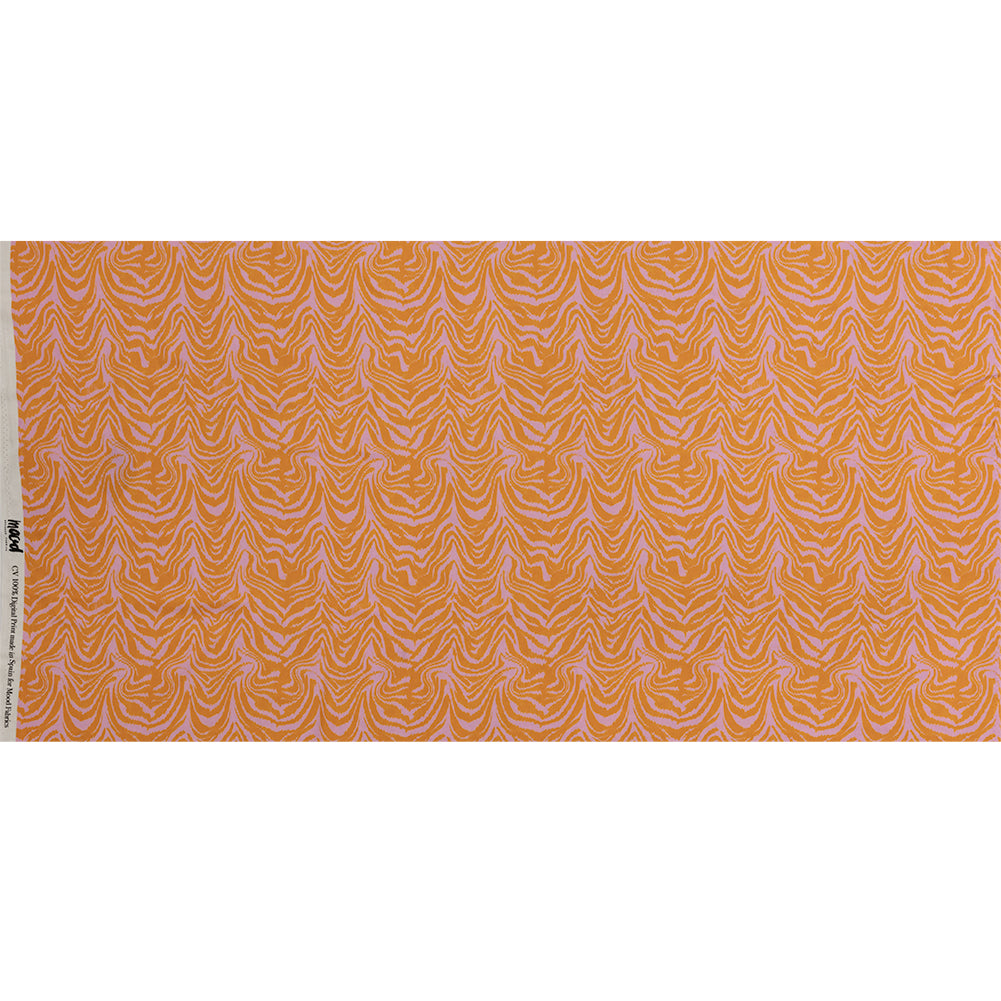 Sustainable Viscose Crepe - Pink and Orange Animal Stripes - Saffron River Print - Mood Exclusive Gisele Collection Sustainable Viscose Crepe - Pink and Orange Animal Stripes - Saffron River Print - Mood Exclusive Gisele Collection