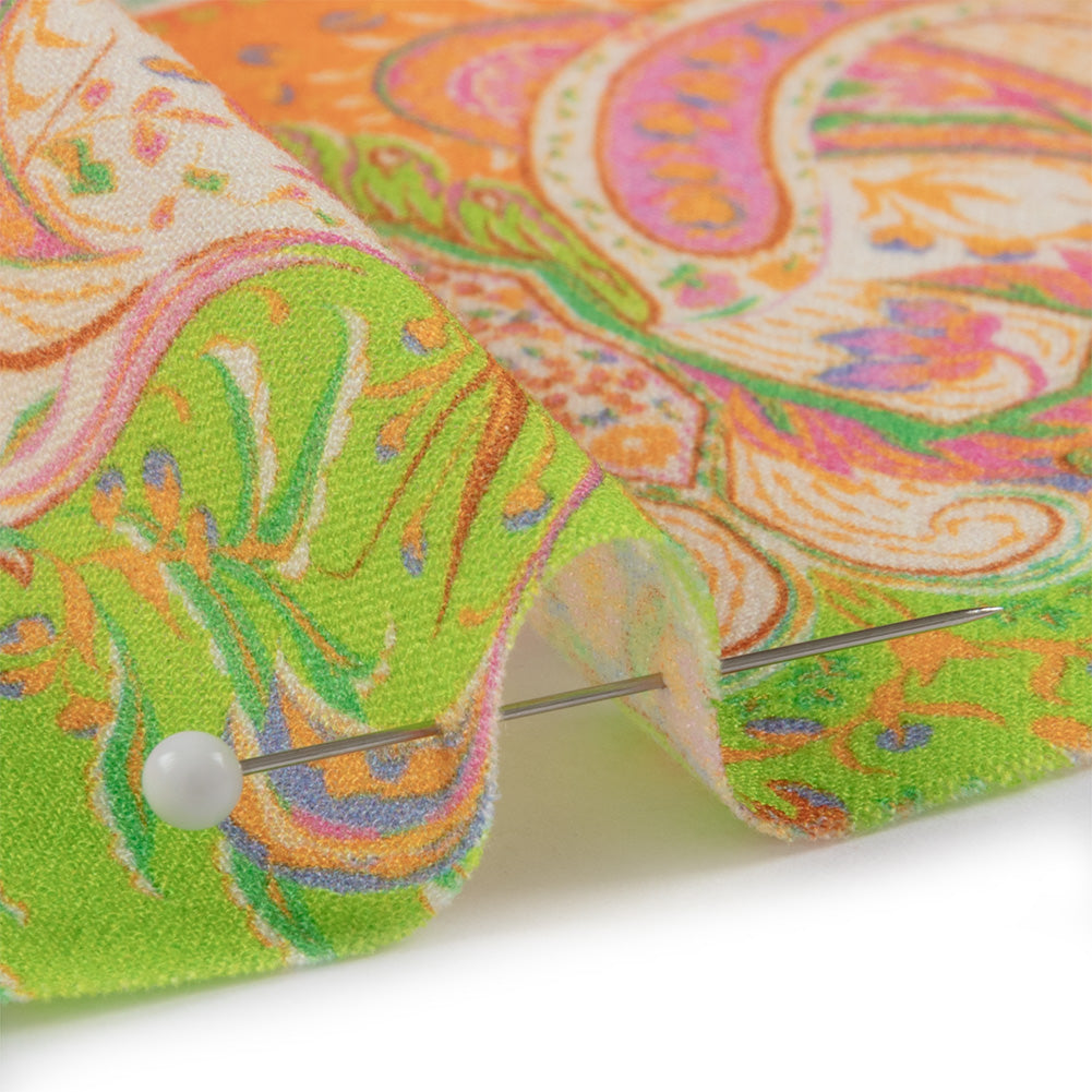 Sustainable Viscose Crepe Panel - Paisley Stripes and Squares - Cypress Daydreams Print - Mood Exclusive Gisele Collection - Detail Sustainable Viscose Crepe Panel - Paisley Stripes and Squares - Cypress Daydreams Print - Mood Exclusive Gisele Collection - Detail
