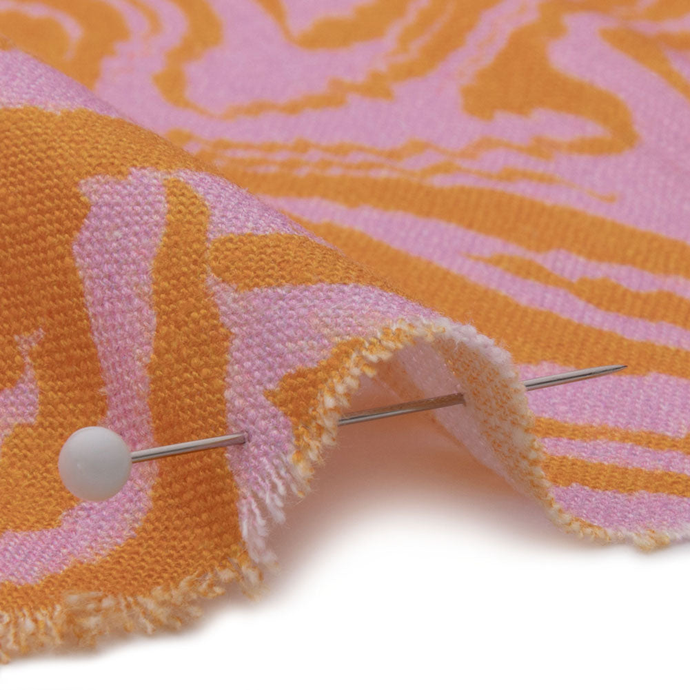 Viscose and Linen Woven - Pink and Orange Animal Stripes - Saffron River Print - Mood Exclusive Gisele Collection Viscose and Linen Woven - Pink and Orange Animal Stripes - Saffron River Print - Mood Exclusive Gisele Collection