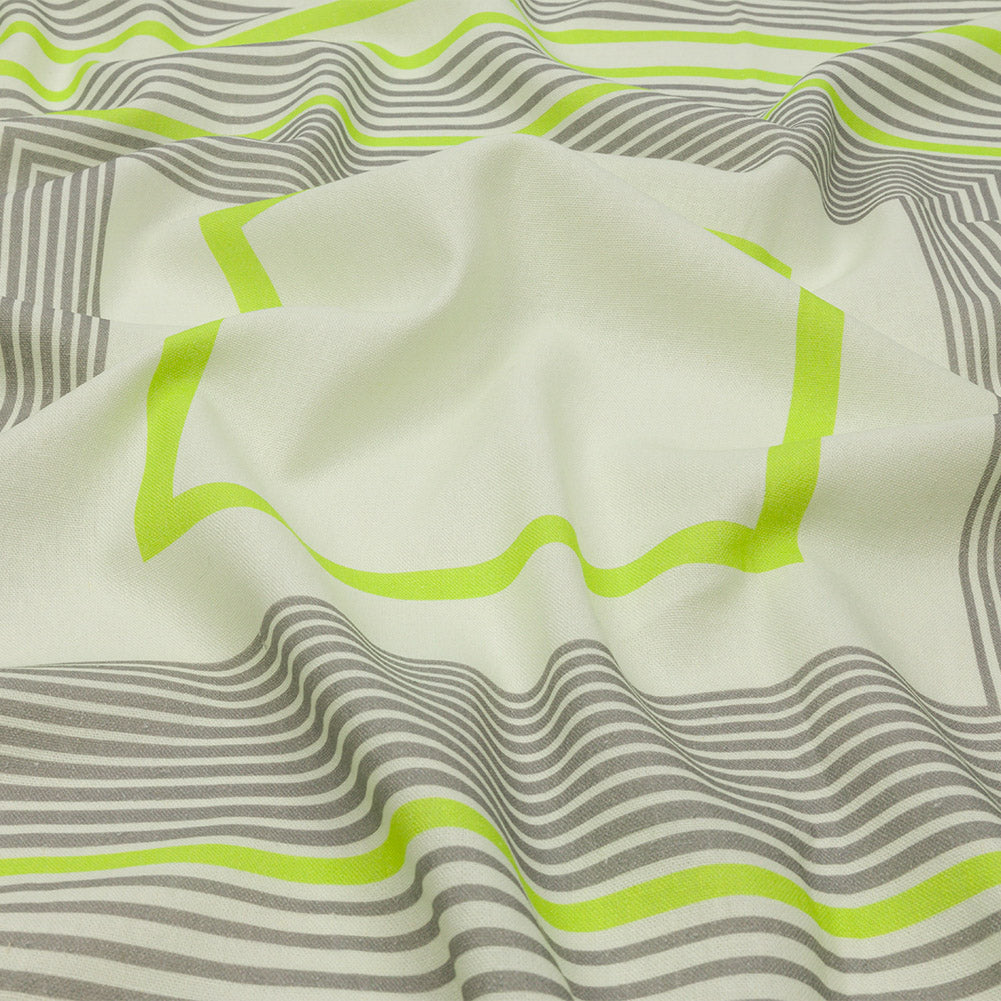 Linen and Rayon Woven Panel - Gray and Lime Concentric Squares - On the Rocks Print - Mood Exclusive Palm Beach Collection Linen and Rayon Woven Panel - Gray and Lime Concentric Squares - On the Rocks Print - Mood Exclusive Palm Beach Collection