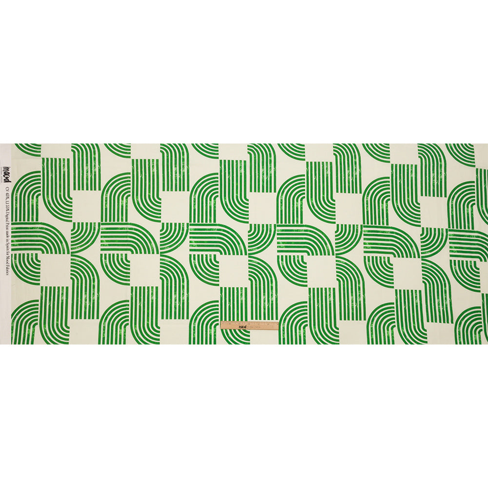 Linen and Rayon Woven - Green Geometric Arches - Submarine Dream Print - Mood Exclusive Palm Beach Collection Linen and Rayon Woven - Green Geometric Arches - Submarine Dream Print - Mood Exclusive Palm Beach Collection