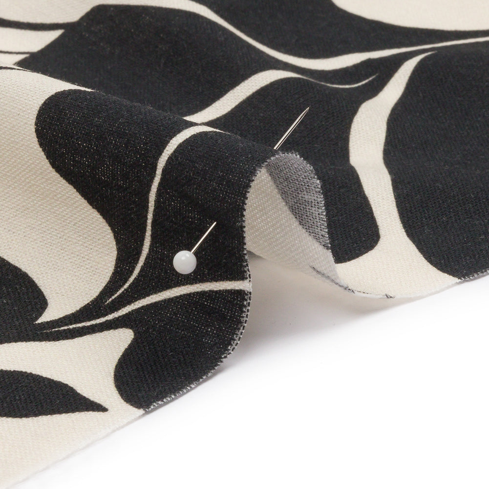Linen and Rayon Woven - Black and White Leaf Silhouettes - Haute Havana Print - Mood Exclusive Palm Beach Collection Linen and Rayon Woven - Black and White Leaf Silhouettes - Haute Havana Print - Mood Exclusive Palm Beach Collection